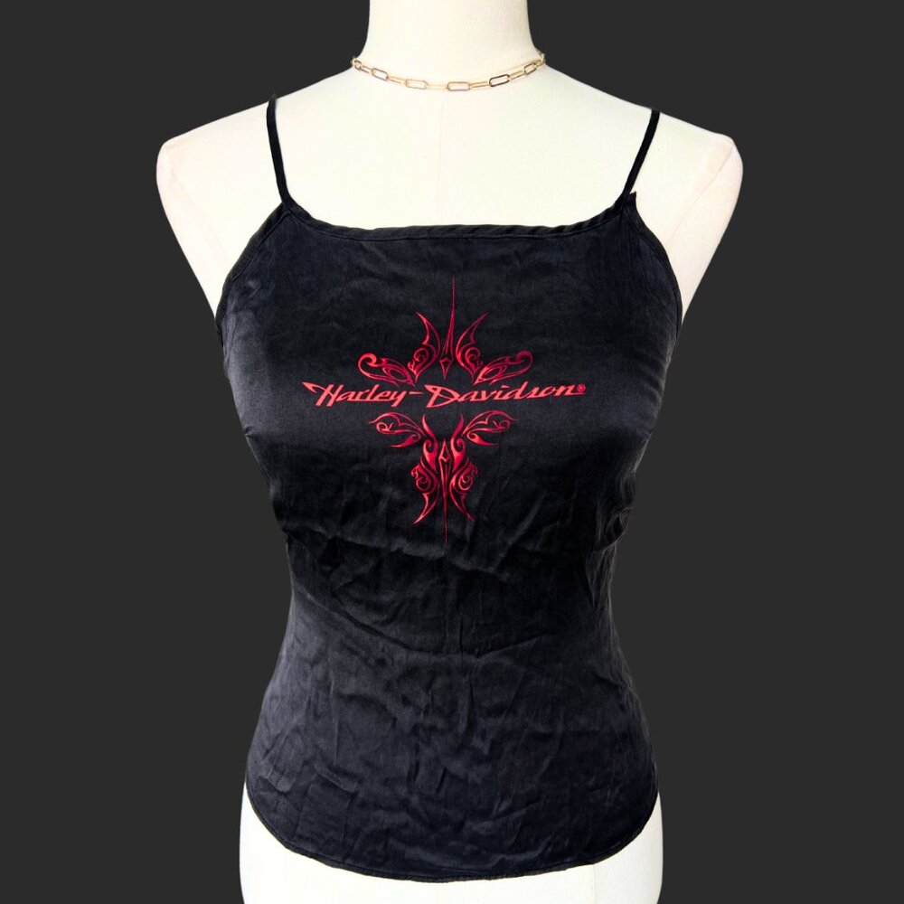 Y2K Harley Davidson Black Graphic Cami Top